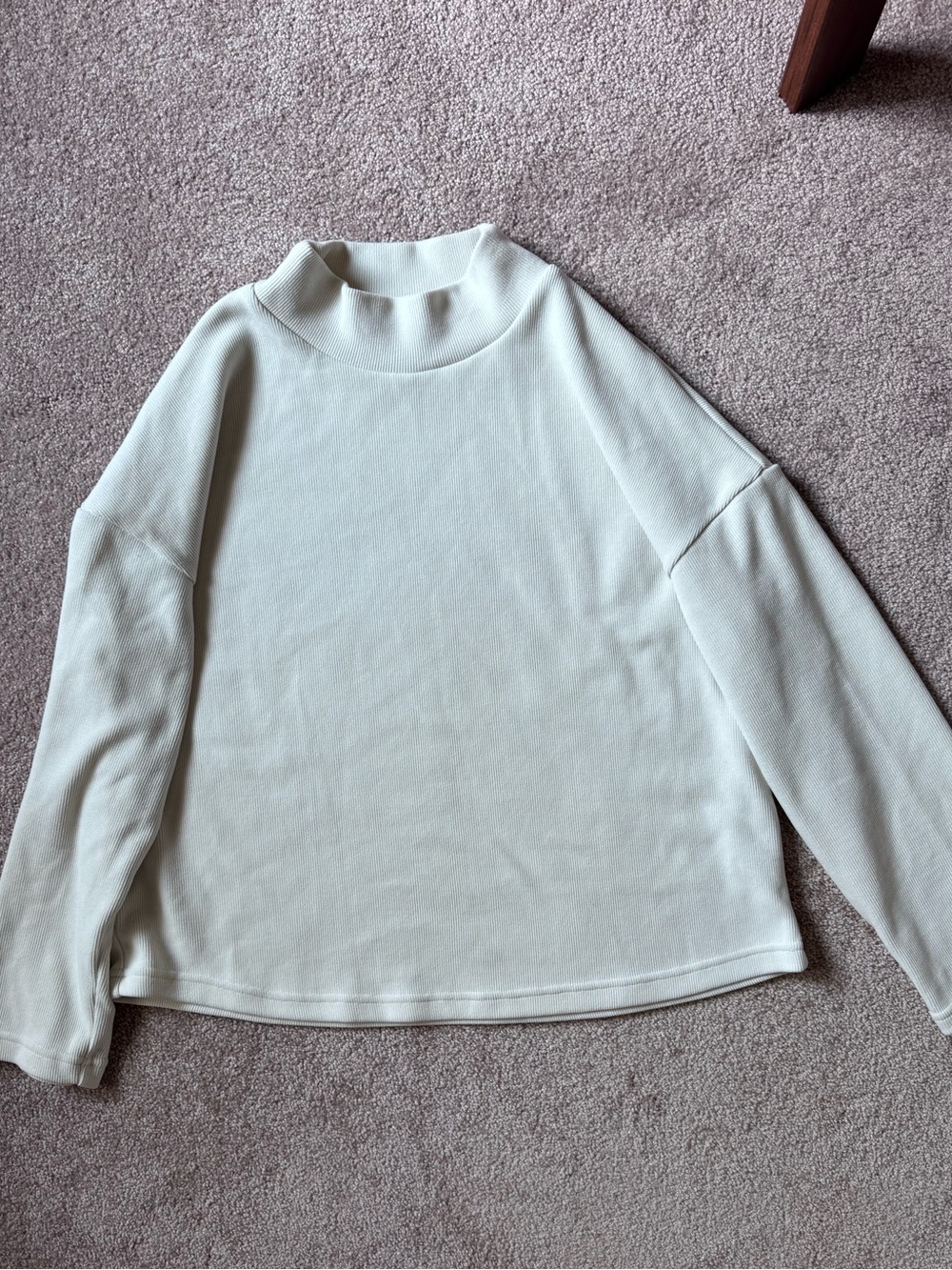 Mango Cream Ribbed Mock Neck Top